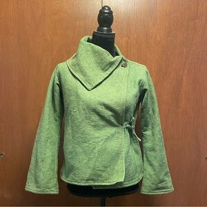 Green Women's Fleece Lined Stylish Side Tie Coat size Small